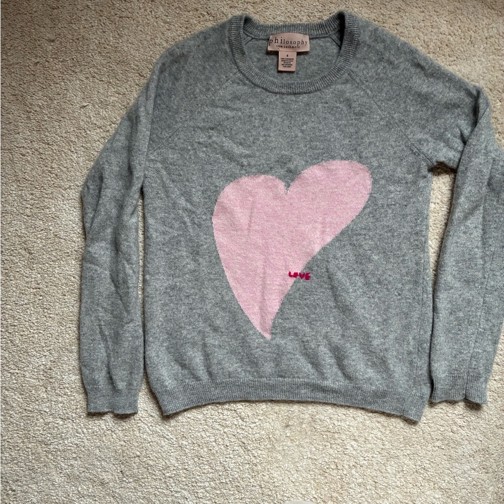 Gray Sweater with Pink Heart